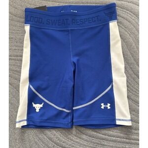 Under Armour Project Rock Womens M Heatgear Compression Bike Gym Training Shorts